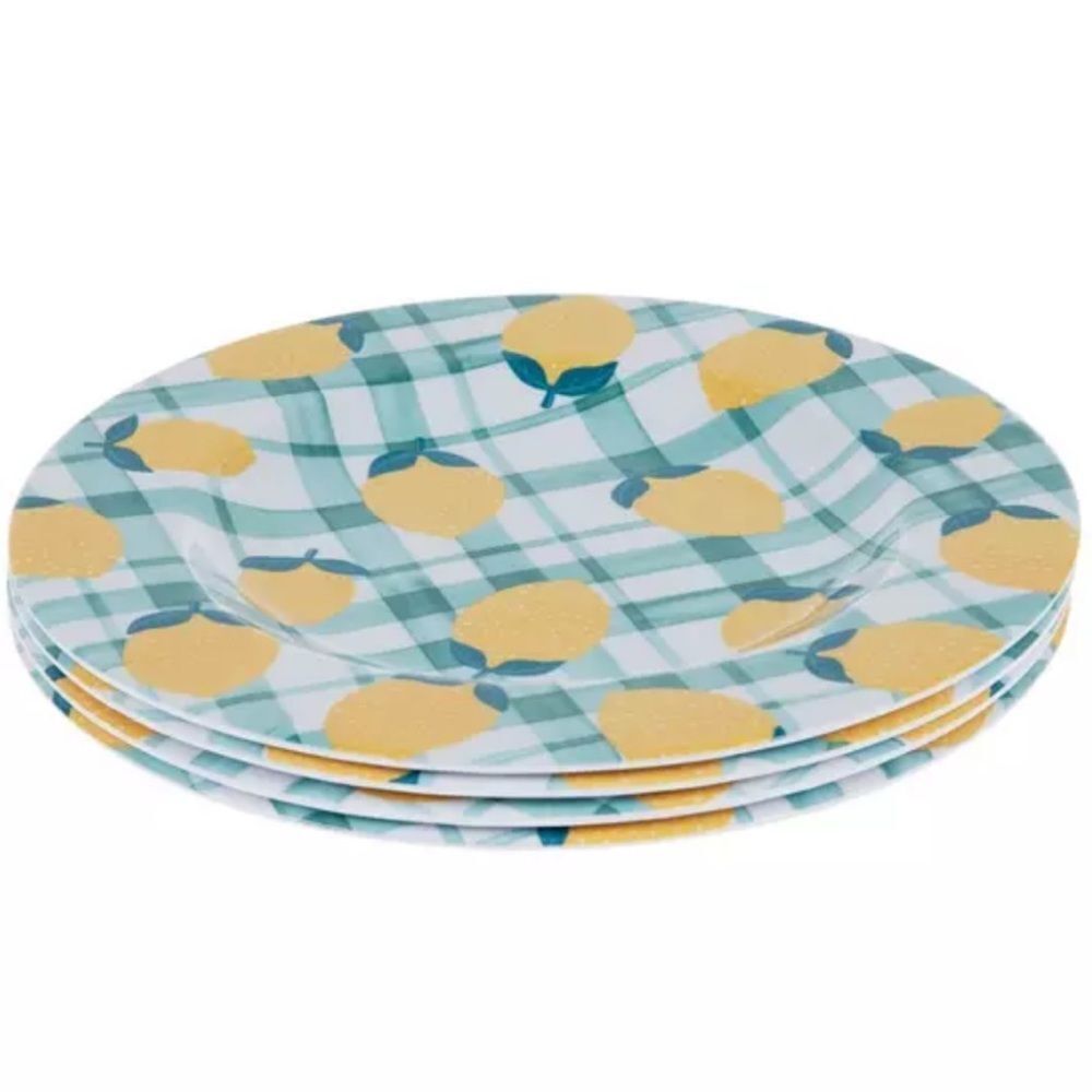 PLAID LEMON 4 PIECE SALAD PLATES
